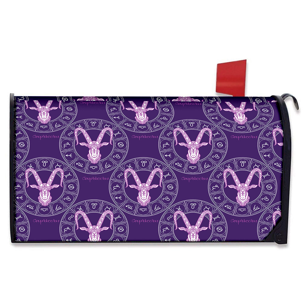 Purple Capricorn Zodiac Pattern Print Mailbox Cover