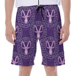 Purple Capricorn Zodiac Pattern Print Men's Beach Shorts