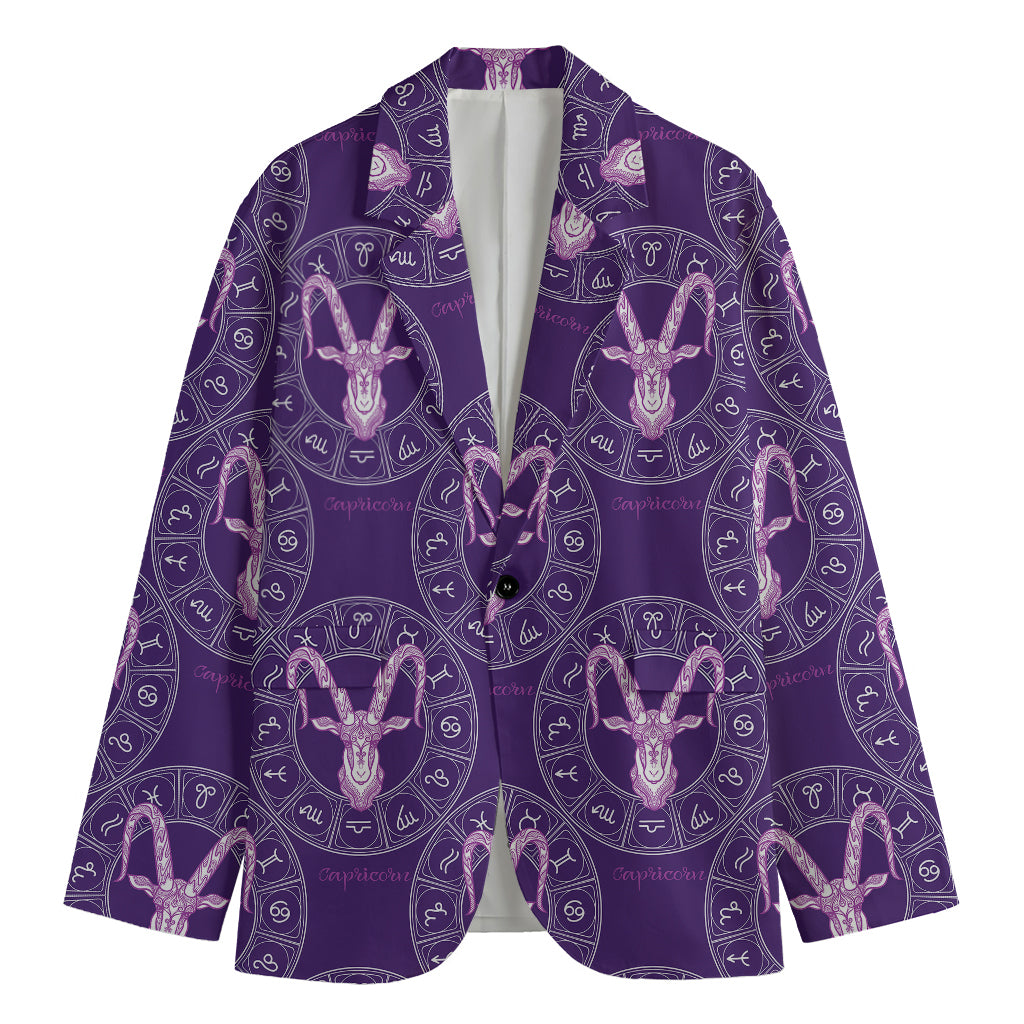 Purple Capricorn Zodiac Pattern Print Men's Blazer