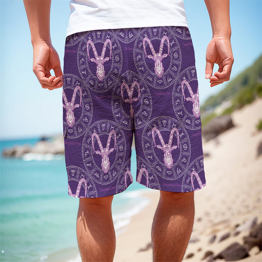 Purple Capricorn Zodiac Pattern Print Men's Cargo Shorts