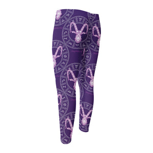 Purple Capricorn Zodiac Pattern Print Men's Compression Pants