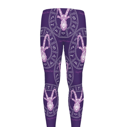 Purple Capricorn Zodiac Pattern Print Men's leggings
