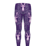 Purple Capricorn Zodiac Pattern Print Men's leggings