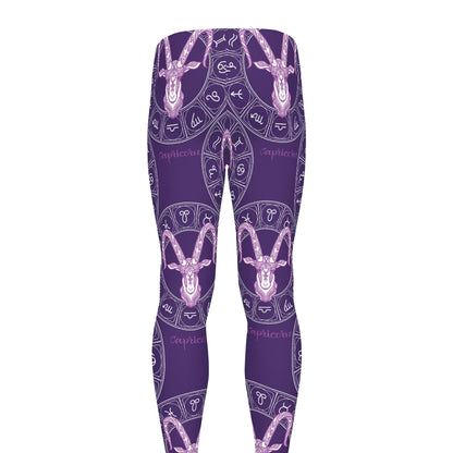 Purple Capricorn Zodiac Pattern Print Men's leggings