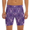 Purple Capricorn Zodiac Pattern Print Men's Long Boxer Briefs