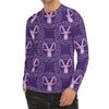 Purple Capricorn Zodiac Pattern Print Men's Long Sleeve Rash Guard