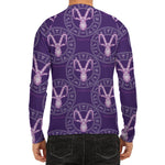 Purple Capricorn Zodiac Pattern Print Men's Long Sleeve Rash Guard