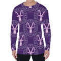 Purple Capricorn Zodiac Pattern Print Men's Long Sleeve T-Shirt