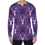 Purple Capricorn Zodiac Pattern Print Men's Long Sleeve T-Shirt