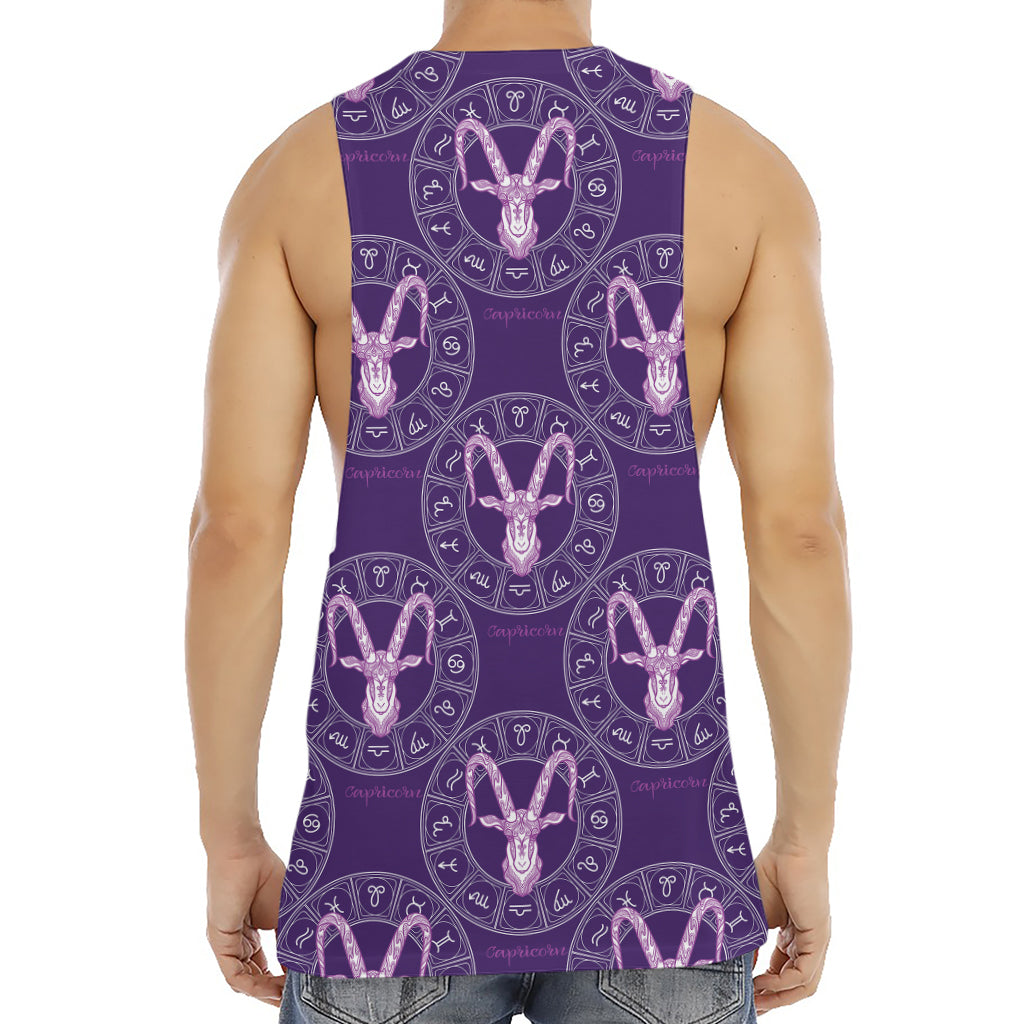 Purple Capricorn Zodiac Pattern Print Men's Muscle Tank Top