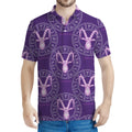 Purple Capricorn Zodiac Pattern Print Men's Polo Shirt