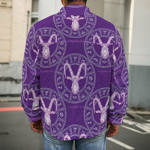 Purple Capricorn Zodiac Pattern Print Men's Shirt Jacket