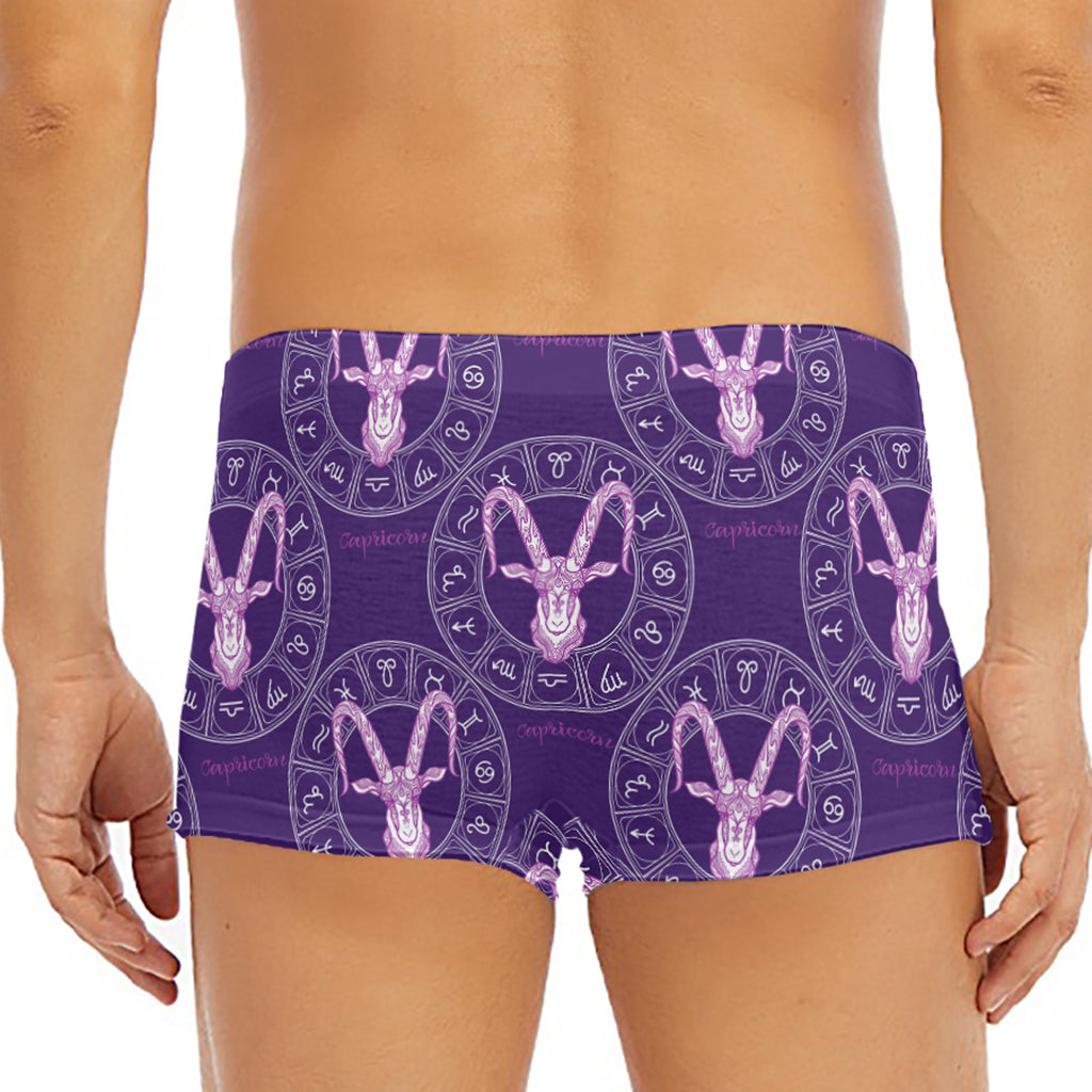 Purple Capricorn Zodiac Pattern Print Men's Short Boxer Briefs