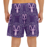 Purple Capricorn Zodiac Pattern Print Men's Split Running Shorts