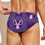 Purple Capricorn Zodiac Pattern Print Men's Swim Briefs