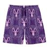 Purple Capricorn Zodiac Pattern Print Men's Swim Trunks