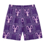 Purple Capricorn Zodiac Pattern Print Men's Swim Trunks