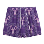 Purple Capricorn Zodiac Pattern Print Mesh Shorts