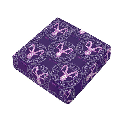 Purple Capricorn Zodiac Pattern Print Outdoor Seat Cushion Cover