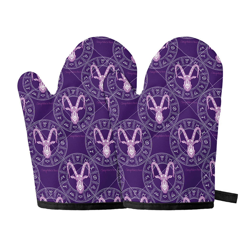 Purple Capricorn Zodiac Pattern Print Oven Mitts