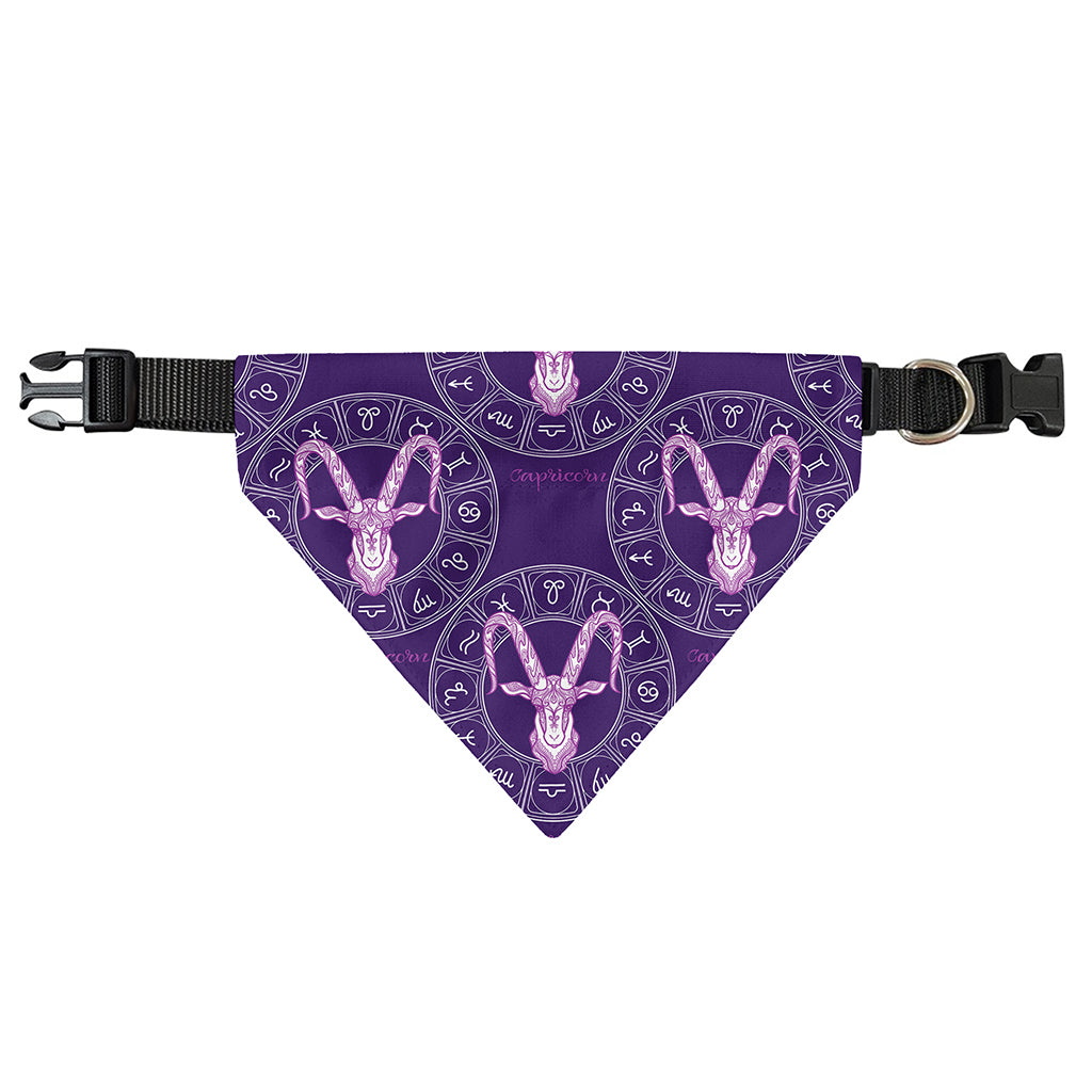 Purple Capricorn Zodiac Pattern Print Over The Collar Dog Bandana