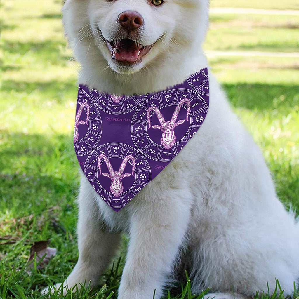 Purple Capricorn Zodiac Pattern Print Over The Collar Dog Bandana