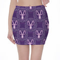 Purple Capricorn Zodiac Pattern Print Pencil Mini Skirt