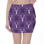 Purple Capricorn Zodiac Pattern Print Pencil Mini Skirt