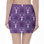 Purple Capricorn Zodiac Pattern Print Pencil Mini Skirt
