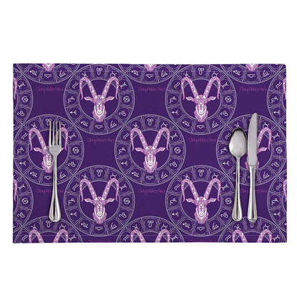 Purple Capricorn Zodiac Pattern Print Placemat