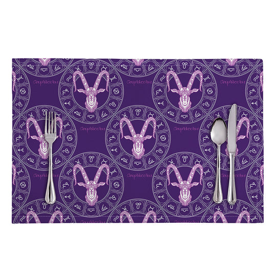 Purple Capricorn Zodiac Pattern Print Placemat