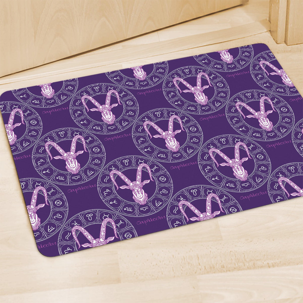 Purple Capricorn Zodiac Pattern Print Polyester Doormat