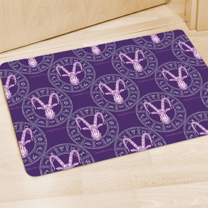 Purple Capricorn Zodiac Pattern Print Polyester Doormat