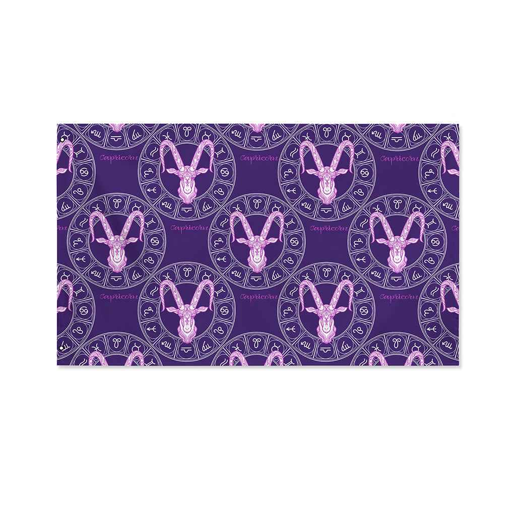 Purple Capricorn Zodiac Pattern Print Polyester Flag