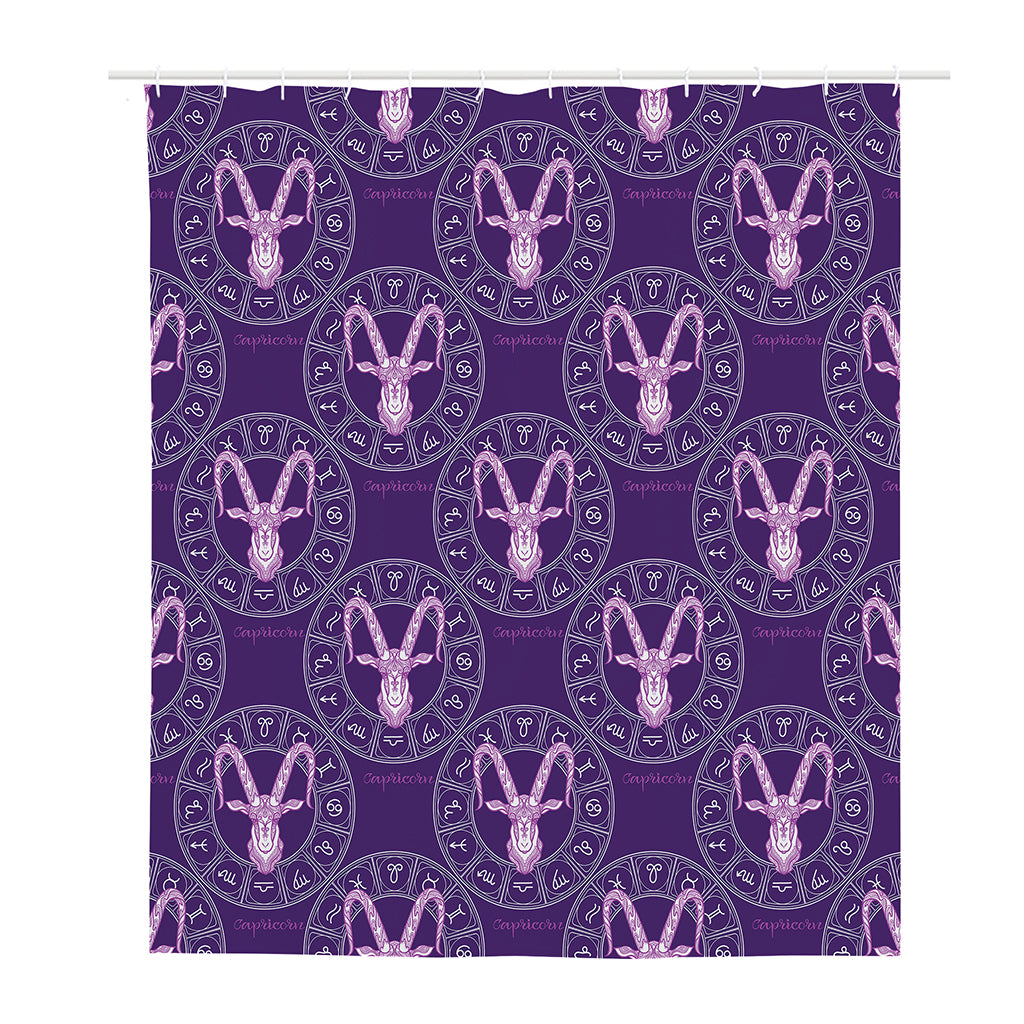 Purple Capricorn Zodiac Pattern Print Polyester Shower Curtain