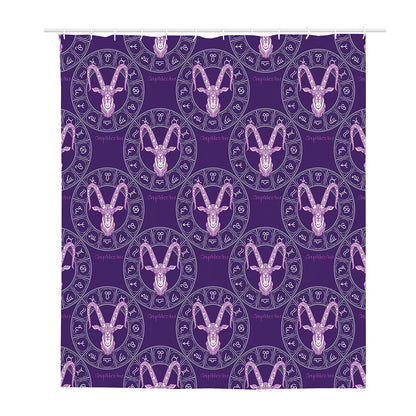 Purple Capricorn Zodiac Pattern Print Polyester Shower Curtain