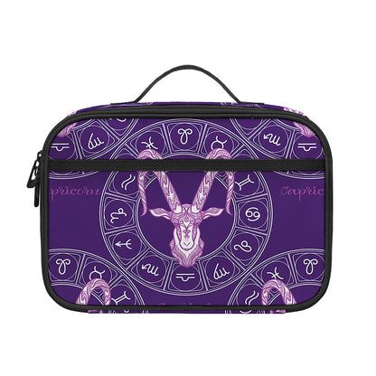 Purple Capricorn Zodiac Pattern Print Portable Lunch Bag
