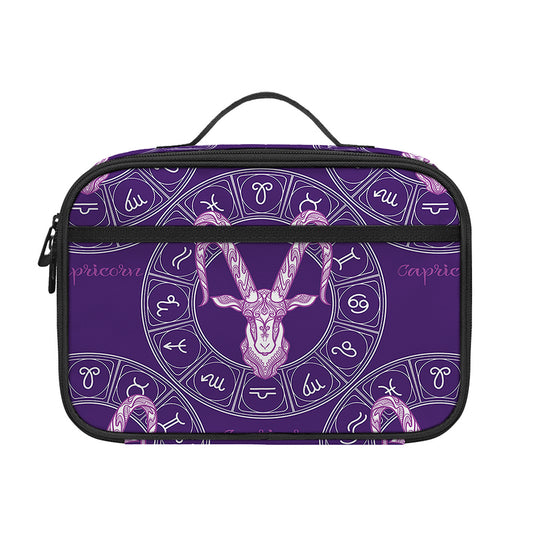 Purple Capricorn Zodiac Pattern Print Portable Lunch Bag