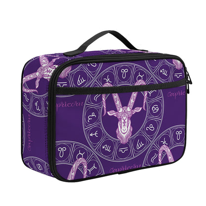 Purple Capricorn Zodiac Pattern Print Portable Lunch Bag