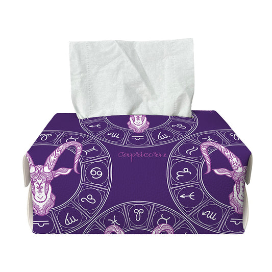 Purple Capricorn Zodiac Pattern Print Rectangle Tissue Box Cover