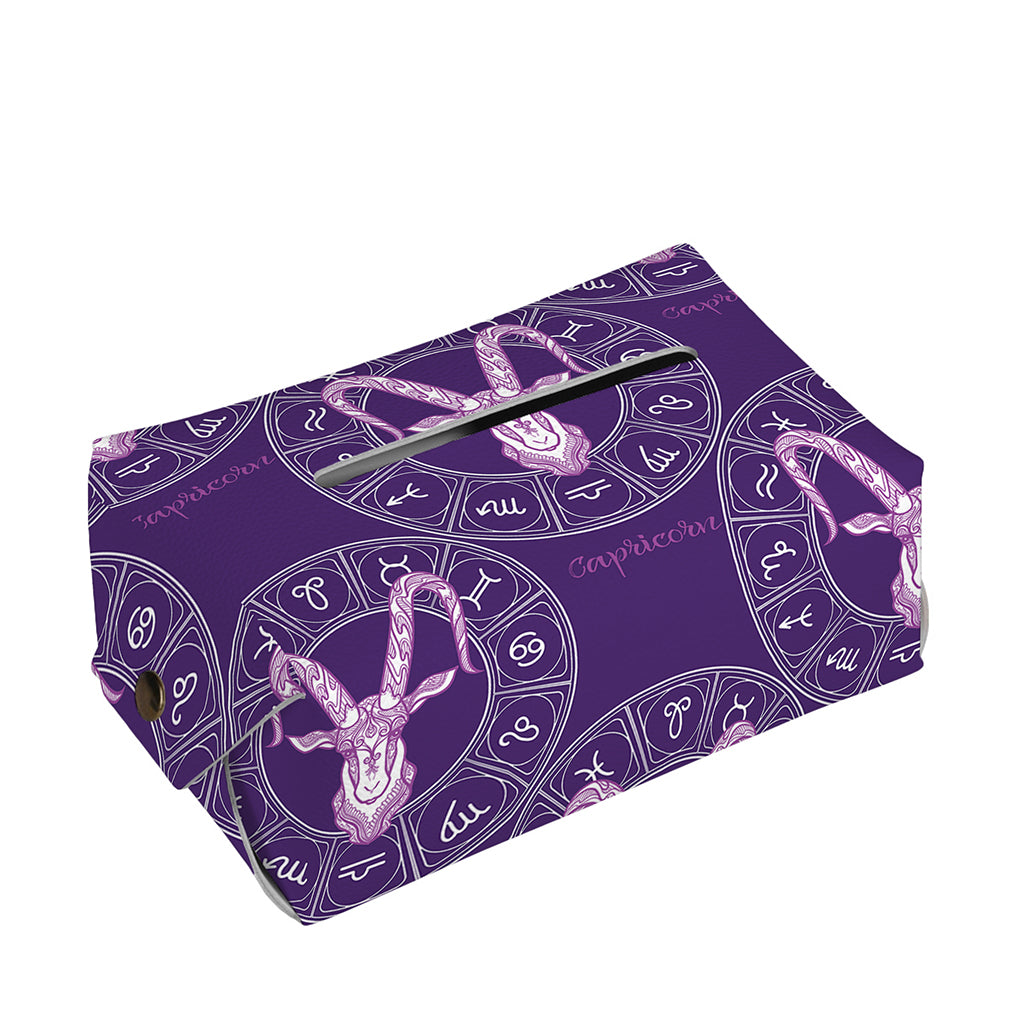 Purple Capricorn Zodiac Pattern Print Rectangle Tissue Box Cover