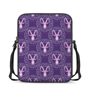 Purple Capricorn Zodiac Pattern Print Rectangular Crossbody Bag