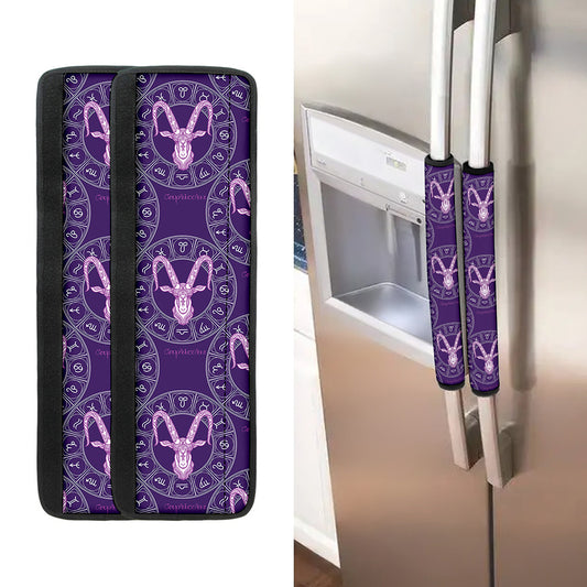 Purple Capricorn Zodiac Pattern Print Refrigerator Handle Covers