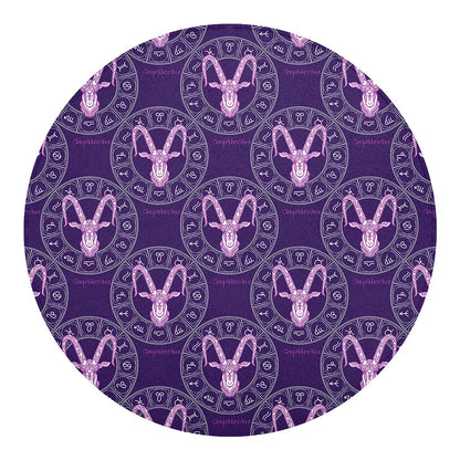 Purple Capricorn Zodiac Pattern Print Round Blanket