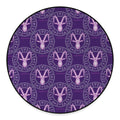 Purple Capricorn Zodiac Pattern Print Round Floor Mat