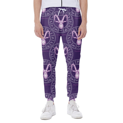 Purple Capricorn Zodiac Pattern Print Scuba Joggers