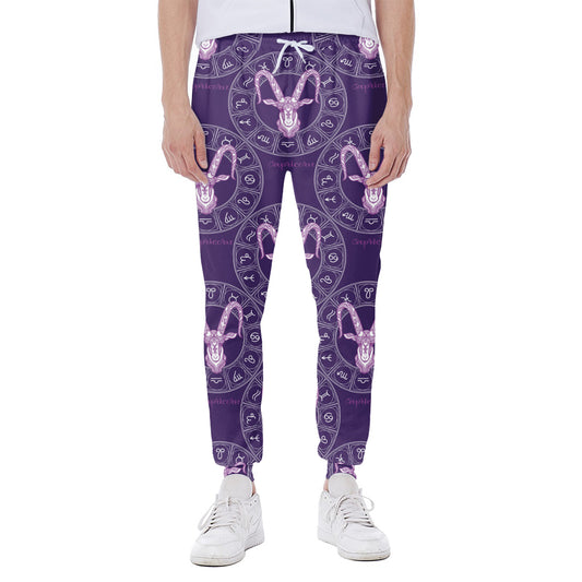 Purple Capricorn Zodiac Pattern Print Scuba Joggers