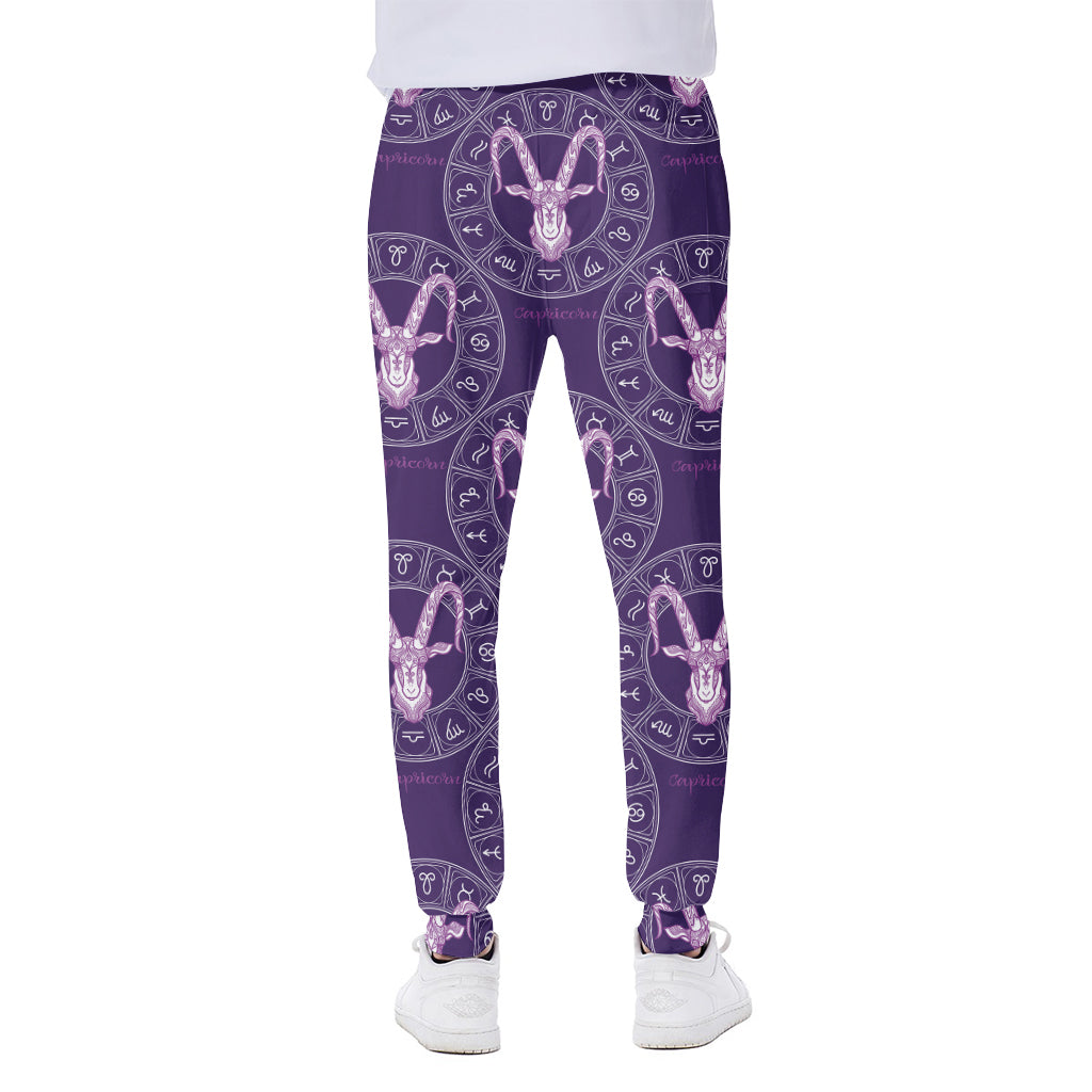 Purple Capricorn Zodiac Pattern Print Scuba Joggers