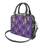 Purple Capricorn Zodiac Pattern Print Shoulder Handbag
