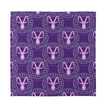 Purple Capricorn Zodiac Pattern Print Silk Bandana